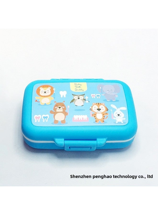 Blue Children's Deciduous Teeth Preservation Box Plastic Color Printing Baby Teeth Storage Box Fetal Hair Collection Preservation Commemorative Box De-Color:Cute Animal Pattern-Specifications:Blue Lining - Image 1