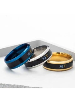 Generic Intelligent Temperature-sensitive Color-changing Display Ring Men's Trendy Personalized Single Hip-hop Trendy Women's Titanium Steel Korean Ring Jewelry-Colour:Smart Temperature Sensing Ring [black] Size 9 Finger Circumference 59.5mm  - Image 5