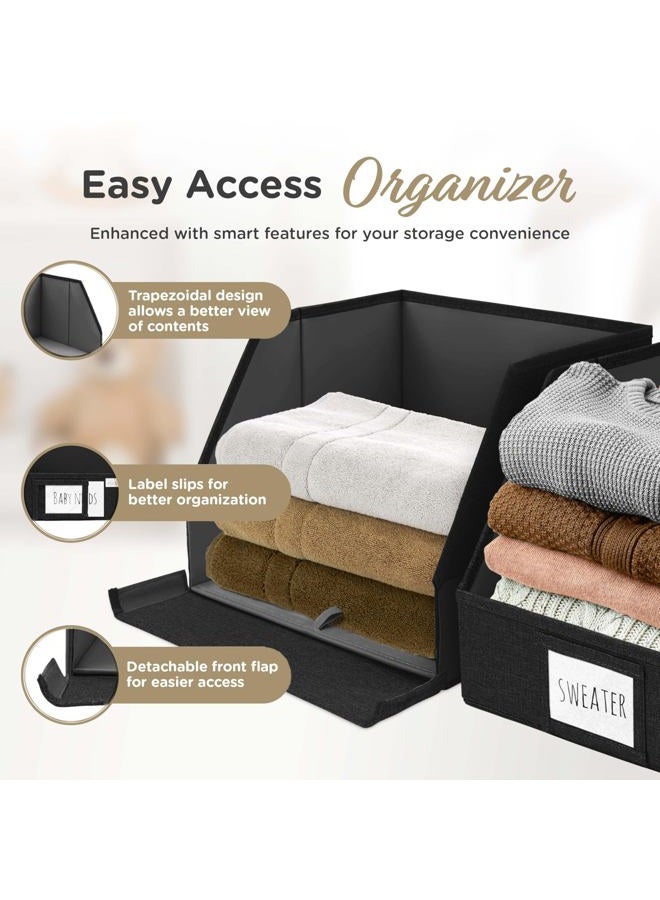 VIVIDECOR Closet Shelf Organizer – 3-Pack, Cubbies Bins for Clothes, Fabric Bins, Collapsible Storage Cubes, Clothes Organizers and Storage, Boxes for Bedroom, Jeans, Sweaters – Black - Image 3