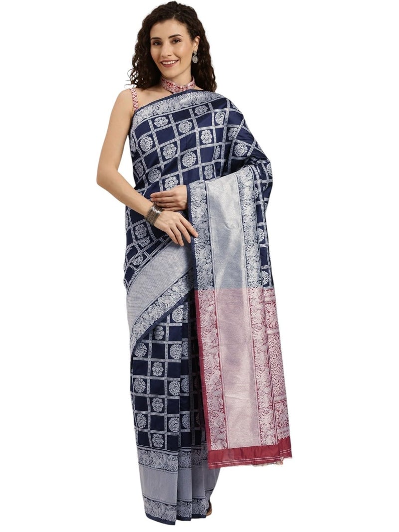 LACOSSI Pure Fancy Kanjivaram Jacquard Silk Saree Banarasi Saree Rich Pallu Design Woven Jacquard Trendy Special Occassion Wear With Unstitched Blouse Piece Jacquard pure SARI (A-PATOLA12004) - Image 1