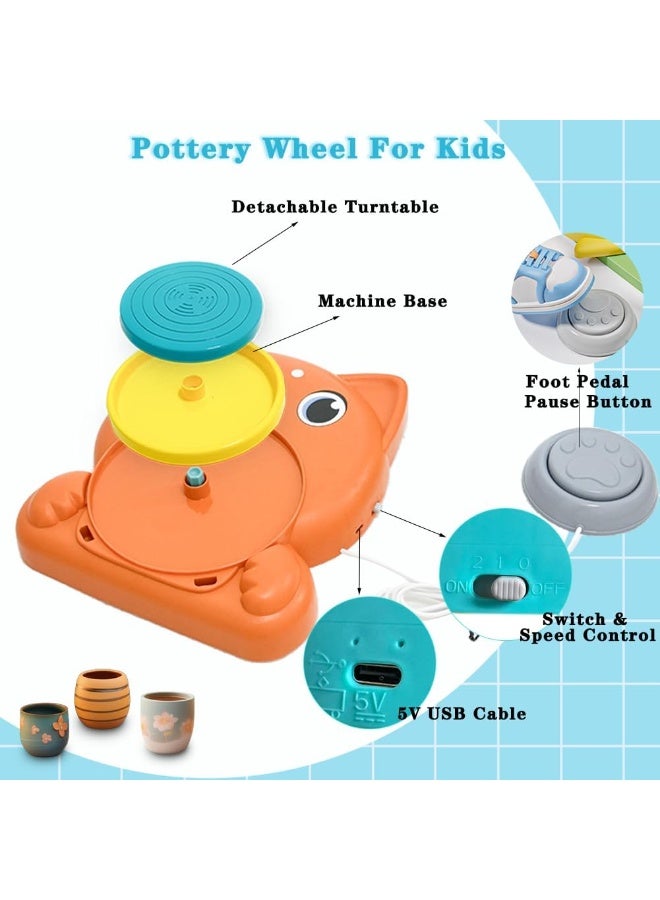 Pottery Wheel for Kids – Complete Pottery Kit & Tools for Beginners – Arts & Crafts Set for Kids Ages 6-12 – Includes 2 Packs of Air Dry Clay – Fun Creative Activity for Boys & Girls – Ideal Birthday or Christmas Gift - Image 3