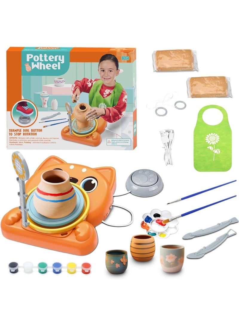 Pottery Wheel for Kids – Complete Pottery Kit & Tools for Beginners – Arts & Crafts Set for Kids Ages 6-12 – Includes 2 Packs of Air Dry Clay – Fun Creative Activity for Boys & Girls – Ideal Birthday or Christmas Gift - Image 1