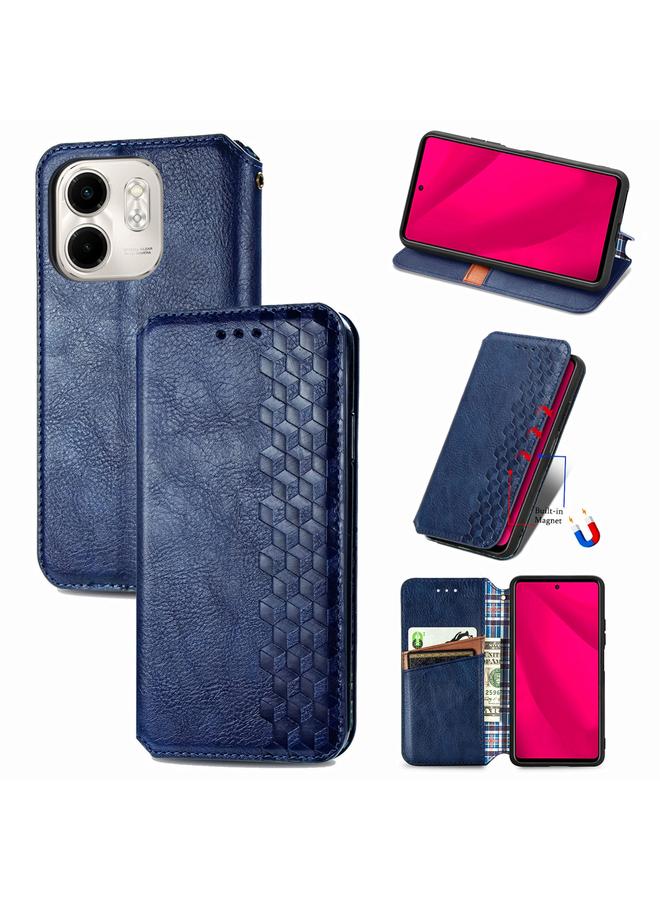 Zaboon Case For Infinix Smart 9 Cubic Grid Pressed Magnetic Leather Phone Case - Image 1