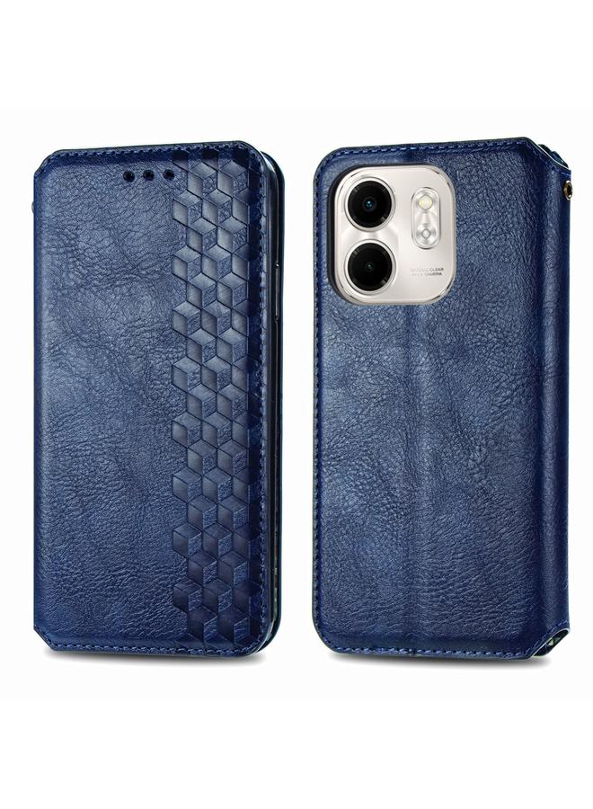 Zaboon Case For Infinix Smart 9 Cubic Grid Pressed Magnetic Leather Phone Case - Image 2