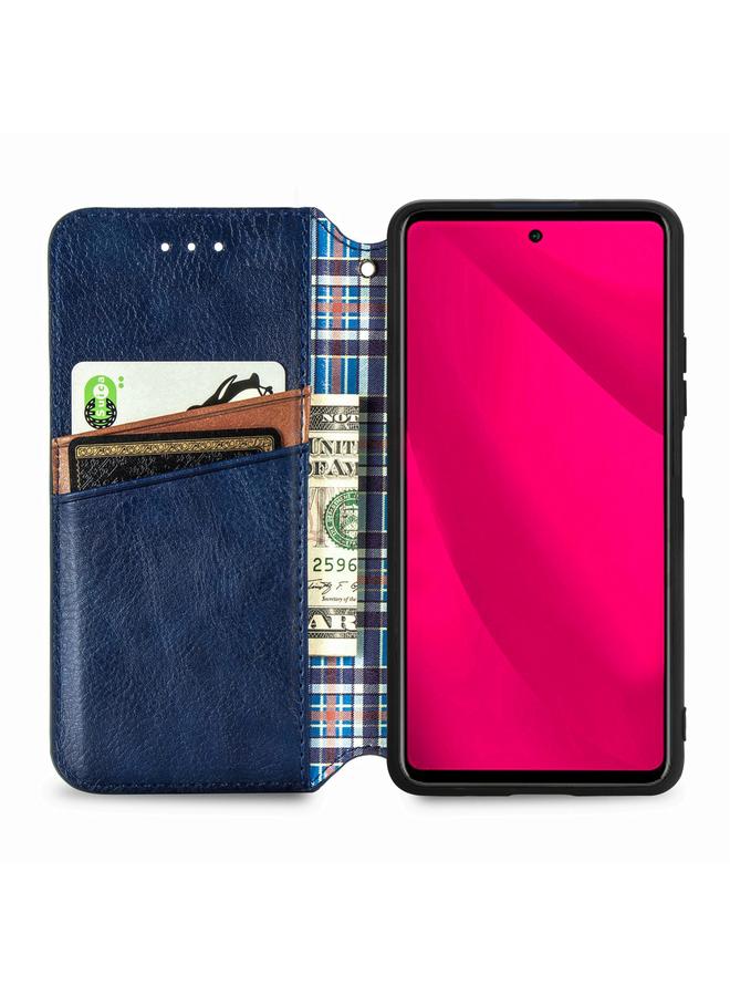 Zaboon Case For Infinix Smart 9 Cubic Grid Pressed Magnetic Leather Phone Case - Image 3