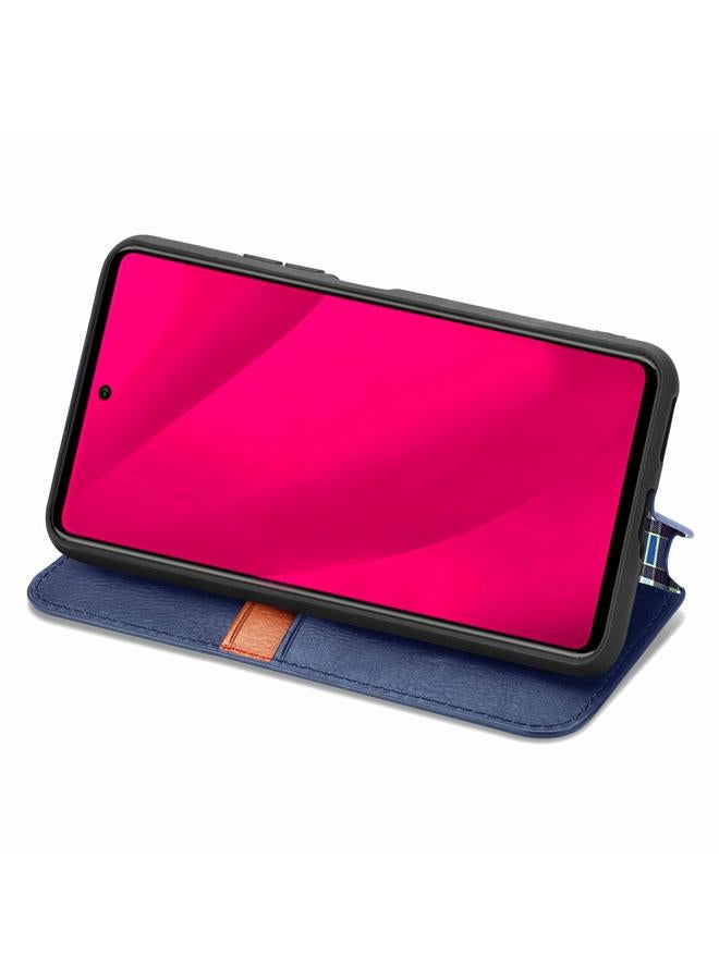 Zaboon Case For Infinix Smart 9 Cubic Grid Pressed Magnetic Leather Phone Case - Image 4