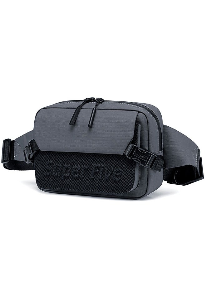 SUPER 5 FXB00752 Fashion Casual Multipocket Shoulder Crossbody Waist Waterproof Bag - Grey  - Image 1