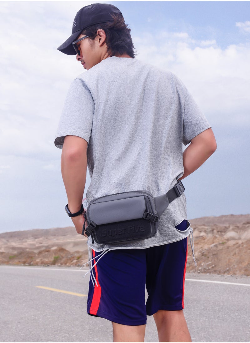 SUPER 5 FXB00752 Fashion Casual Multipocket Shoulder Crossbody Waist Waterproof Bag - Grey  - Image 2