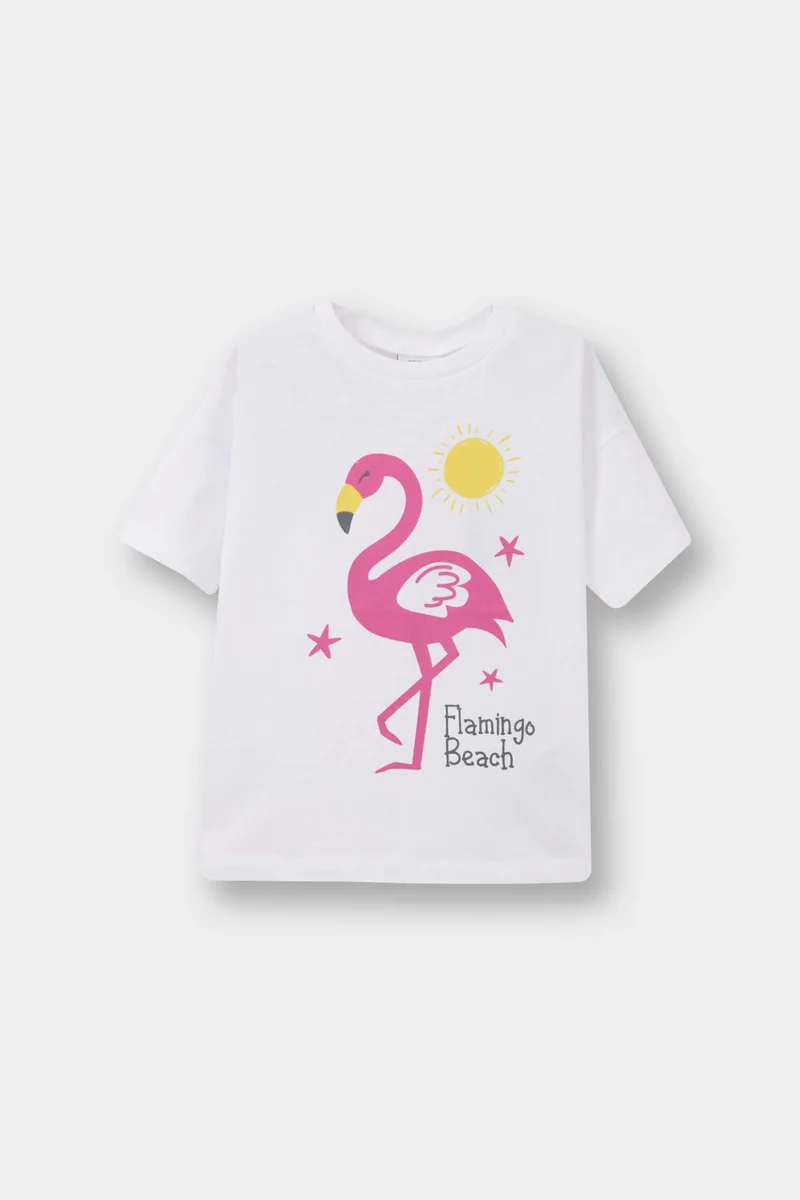 DeFacto Baby Girl Crew Neck Printed Short Sleeve T-Shirt