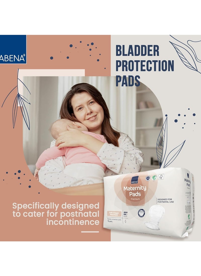 Abena - Premium Maternity Pads, Postpartum Essentials, Eco-Friendly Maternity Pads After Birth, Extra Protection, Breathable and Skin Friendly Incontinence Pads Women, Sustainable Maternity Pads - 15PK - Image 1