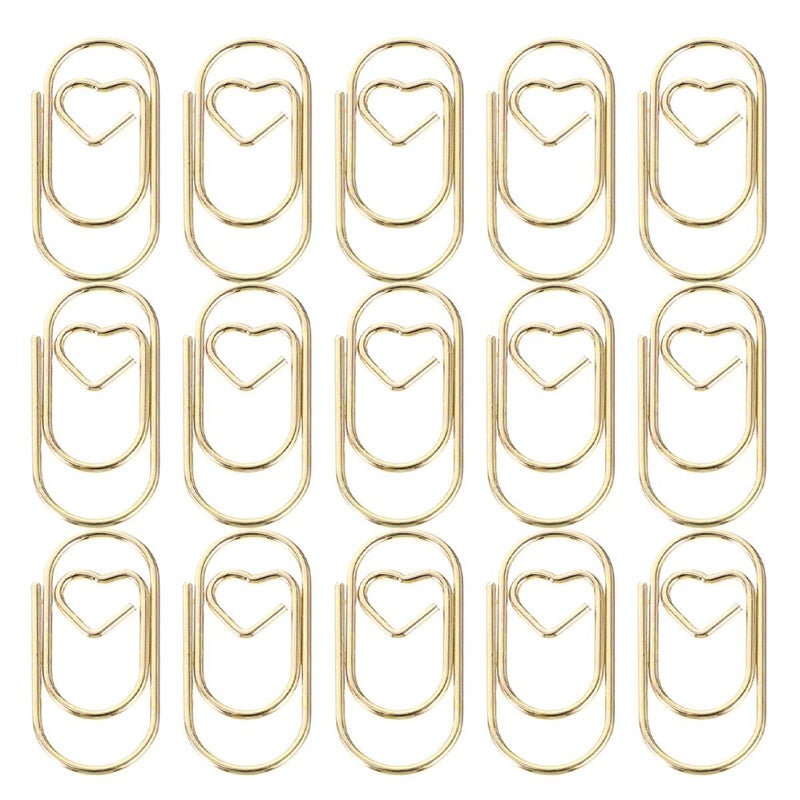 دبابيس ورق معدنية على شكل قلب ذهبي 200 قطعة مستلزمات مكتبية ومدرسية علامات كتب - Image 2
