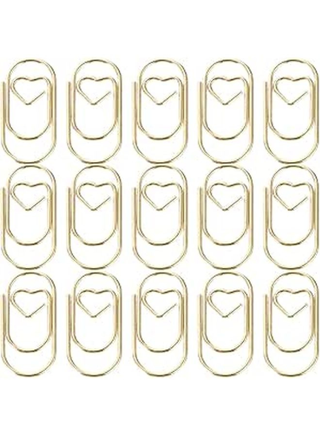 دبابيس ورق معدنية على شكل قلب ذهبي 200 قطعة مستلزمات مكتبية ومدرسية علامات كتب - Image 1