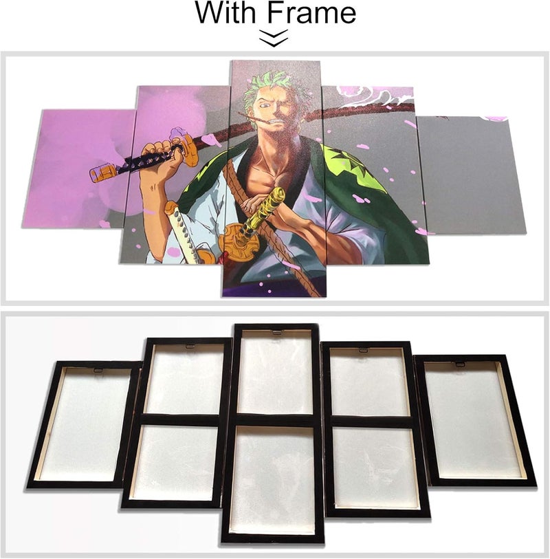 KAIWALK Anime One Piece Poster, The Straw Hat Pirates Luffy Ace Sabo Three Brothers Print on Canvas Painting Wall Art for Living Room Decor Boy Gift (With Frame, Q-One piece 1) - Image 5
