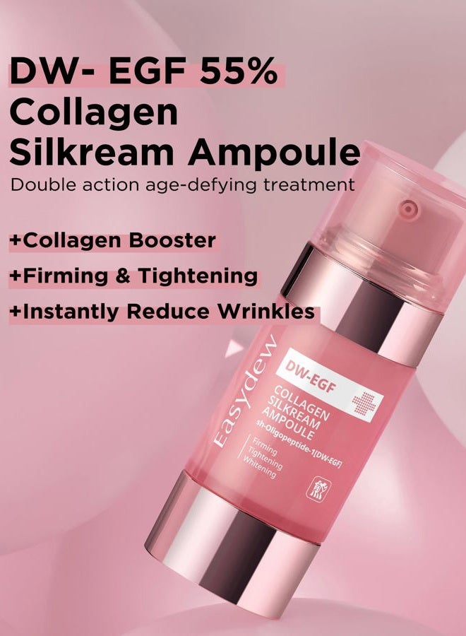 Easydew EGF 55% Collagen Silkream Ampoule- Korean Facial Serum for Firmness & Elasticity with Peptides, Amino Acids - Day & Night Anti Aging Silky Smooth Skincare, 1.86oz. - Image 2