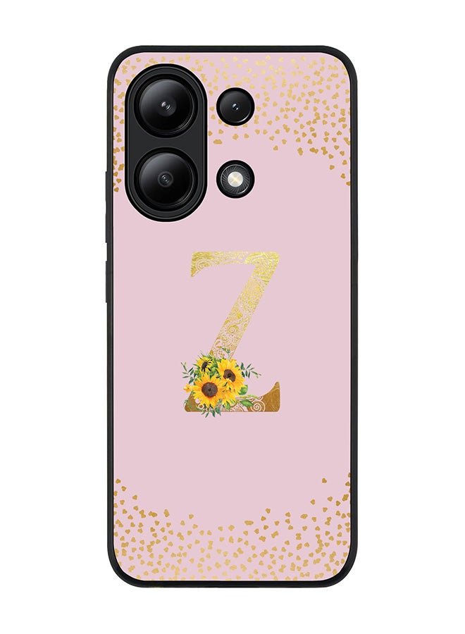 Stylizedd Rugged Black edge case for Xiaomi Redmi Note 13 4G, Cover Custom Monogram Initial Letter Mandala Floral Pattern Alphabet - Z  (Pink ) - Image 1