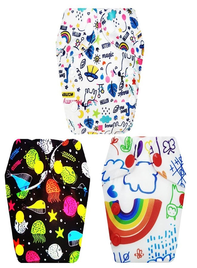 حفاضات قماشية فاخرة من دمبلدو للأطفال حديثي الولادة مع ماصة مدمجة (عبوة من 3) | مضادة للحساسية | مانعة للتسرب | سريعة الجفاف | مناسبة للارتداء طوال اليوم | من 0 إلى 4 أشهر | للجنسين - Image 1