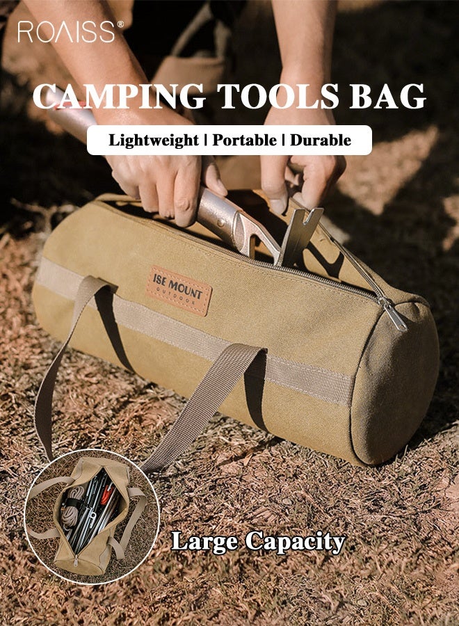 roaiss Outdoor Camping Accessories Organizer Bag Tent Wind Rope Ground Peg Tools Storage Pouch Portable Bag for Camping Cylinder Shaped Case - Image 1