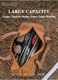 roaiss Outdoor Camping Accessories Organizer Bag Tent Wind Rope Ground Peg Tools Storage Pouch Portable Bag for Camping Cylinder Shaped Case  - Image 2