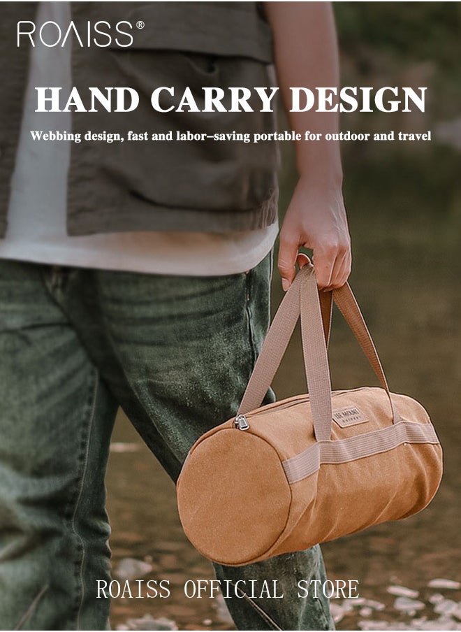 roaiss Outdoor Camping Accessories Organizer Bag Tent Wind Rope Ground Peg Tools Storage Pouch Portable Bag for Camping Cylinder Shaped Case  - Image 5
