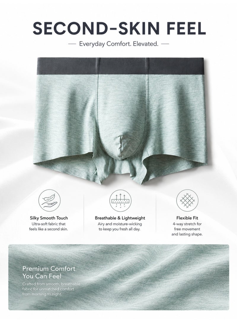 Men's Boxer Briefs 4 Pack Breathable Sweat Resistant Antibacterial No Roll Legs Bamboo Fiber Honeycomb Mesh Crotch Soft Stretch For Daily Wear - Image 4
