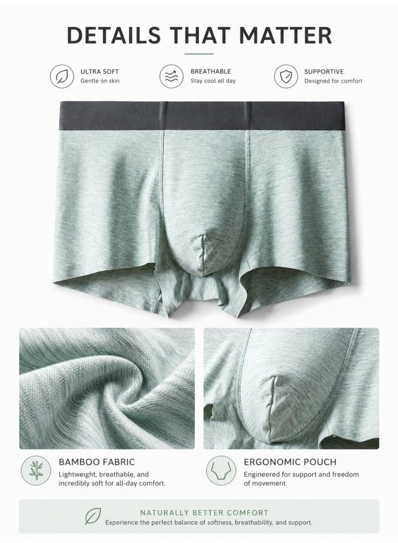 Men's Boxer Briefs 4 Pack Breathable Sweat Resistant Antibacterial No Roll Legs Bamboo Fiber Honeycomb Mesh Crotch Soft Stretch For Daily Wear - Image 5