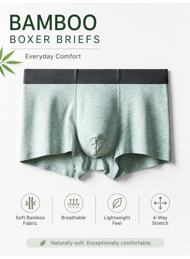 Men's Boxer Briefs 4 Pack Breathable Sweat Resistant Antibacterial No Roll Legs Bamboo Fiber Honeycomb Mesh Crotch Soft Stretch For Daily Wear - Image 2