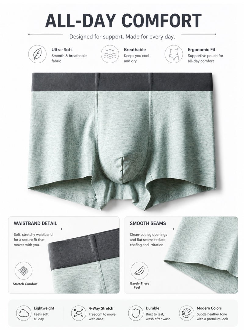 Men's Boxer Briefs 4 Pack Breathable Sweat Resistant Antibacterial No Roll Legs Bamboo Fiber Honeycomb Mesh Crotch Soft Stretch For Daily Wear - Image 3