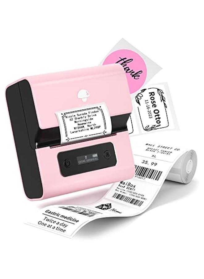 phomemo Label Maker- M221 Label Maker Machine 3 Inch Bluetooth Thermal Barcode Printer for Small Business/Home Use, for Barcode, Address, Logo, Mailing, Stickers, Compatible with Phone & PC, Pink - Image 1
