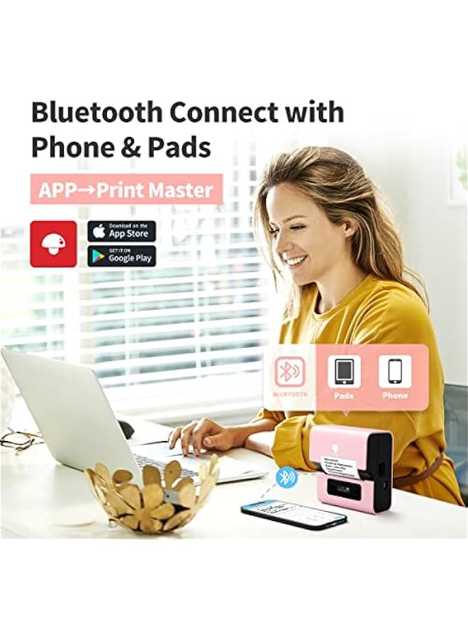 phomemo Label Maker- M221 Label Maker Machine 3 Inch Bluetooth Thermal Barcode Printer for Small Business/Home Use, for Barcode, Address, Logo, Mailing, Stickers, Compatible with Phone & PC, Pink - Image 3