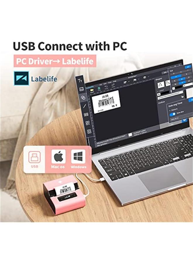 phomemo Label Maker- M221 Label Maker Machine 3 Inch Bluetooth Thermal Barcode Printer for Small Business/Home Use, for Barcode, Address, Logo, Mailing, Stickers, Compatible with Phone & PC, Pink - Image 4