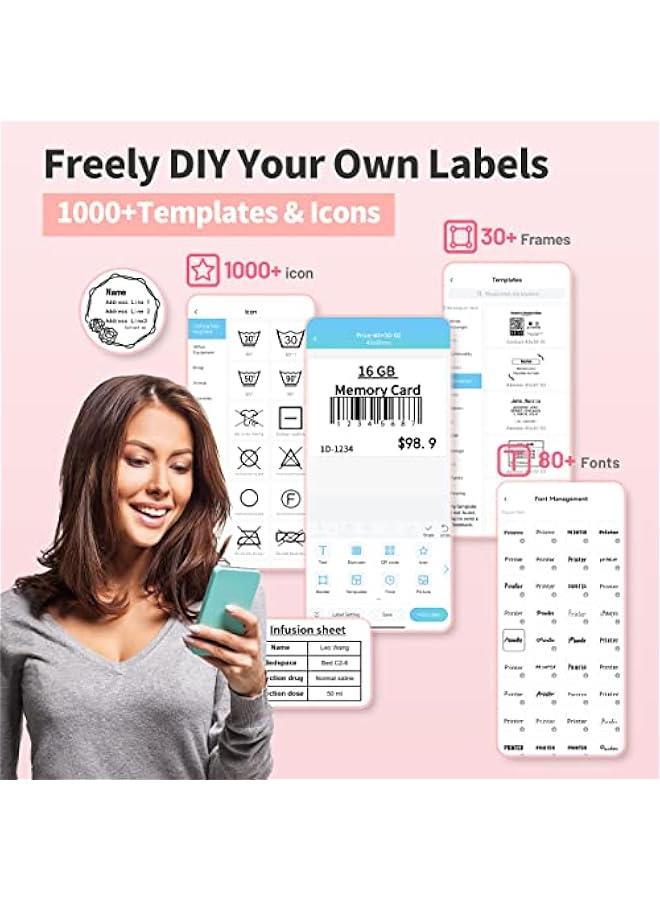 phomemo Label Maker- M221 Label Maker Machine 3 Inch Bluetooth Thermal Barcode Printer for Small Business/Home Use, for Barcode, Address, Logo, Mailing, Stickers, Compatible with Phone & PC, Pink - Image 5