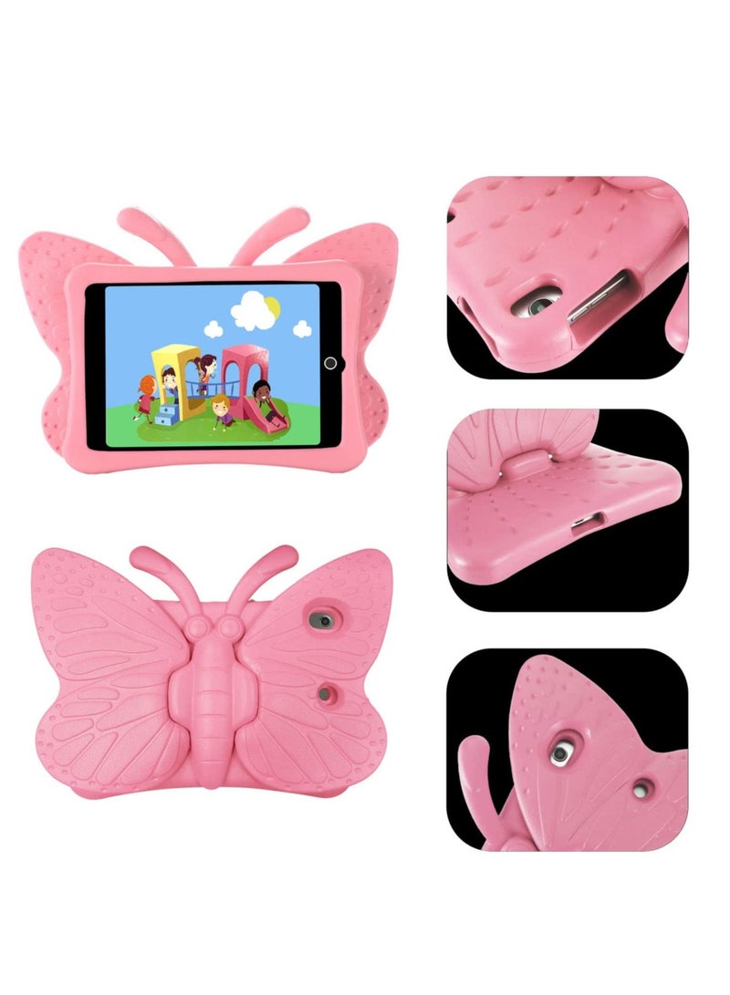 حافظة آيباد الجيل التاسع والثامن والسابع للأطفال البنات، تصميم فراشة لطيف، حماية فائقة من الصدمات، غلاف EVA فوم مع حامل لآيباد 2021 2020 2019 10.2" وآيباد إير 3 برو 10.5" - وردي - Image 2