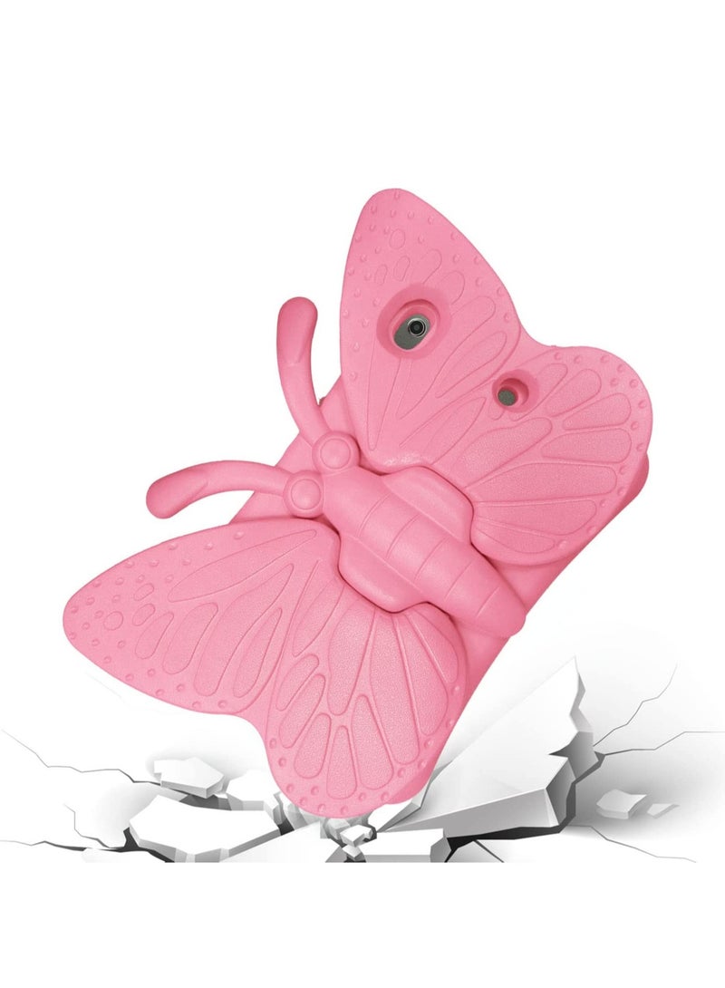 حافظة آيباد الجيل التاسع والثامن والسابع للأطفال البنات، تصميم فراشة لطيف، حماية فائقة من الصدمات، غلاف EVA فوم مع حامل لآيباد 2021 2020 2019 10.2" وآيباد إير 3 برو 10.5" - وردي - Image 3