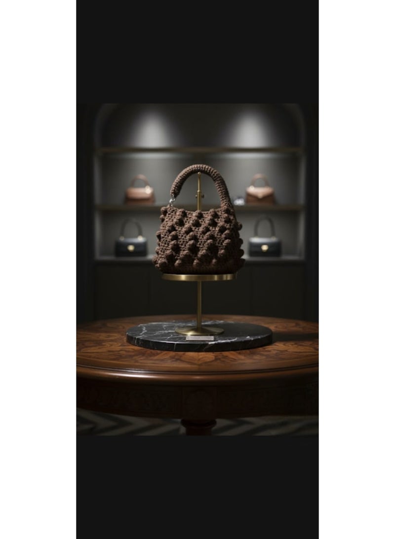 CROCHKA Chic Crochet Bobble Stitch Handbag/Shoulder Bag | Puffy Textured Knit Tote - Image 3