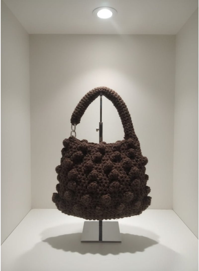 CROCHKA Chic Crochet Bobble Stitch Handbag/Shoulder Bag | Puffy Textured Knit Tote - Image 1