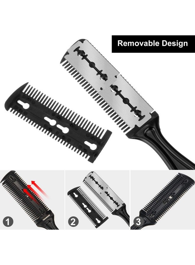 Maitys 3 Pieces Razor Comb with 10 Pieces Thinning Scissors, Double Edge Hair Cutting Tool (Black) - Image 5