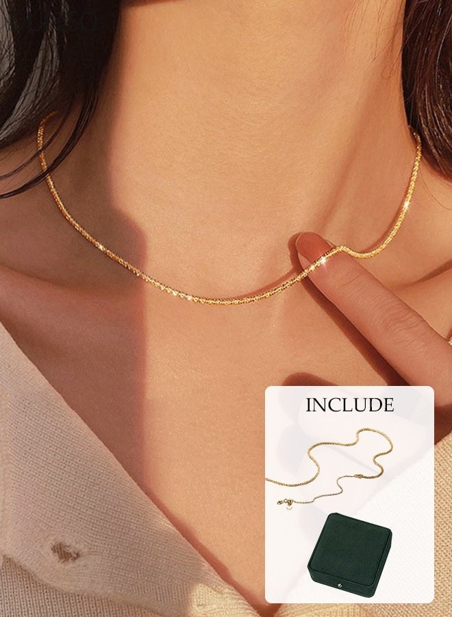 DUNISO Gold Thin Chain Necklaces For Women Non Tarnish,18k Gold Plated Dainty Waterproof Gold Necklace Set Stack For Teen Girls Gifts Jewelry, Stainless Steel, No Gemstone - Image 1