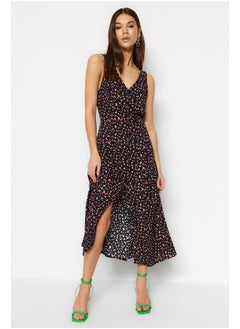 Black V-Neck Woven Woven Dress TWOSS23EL01753
