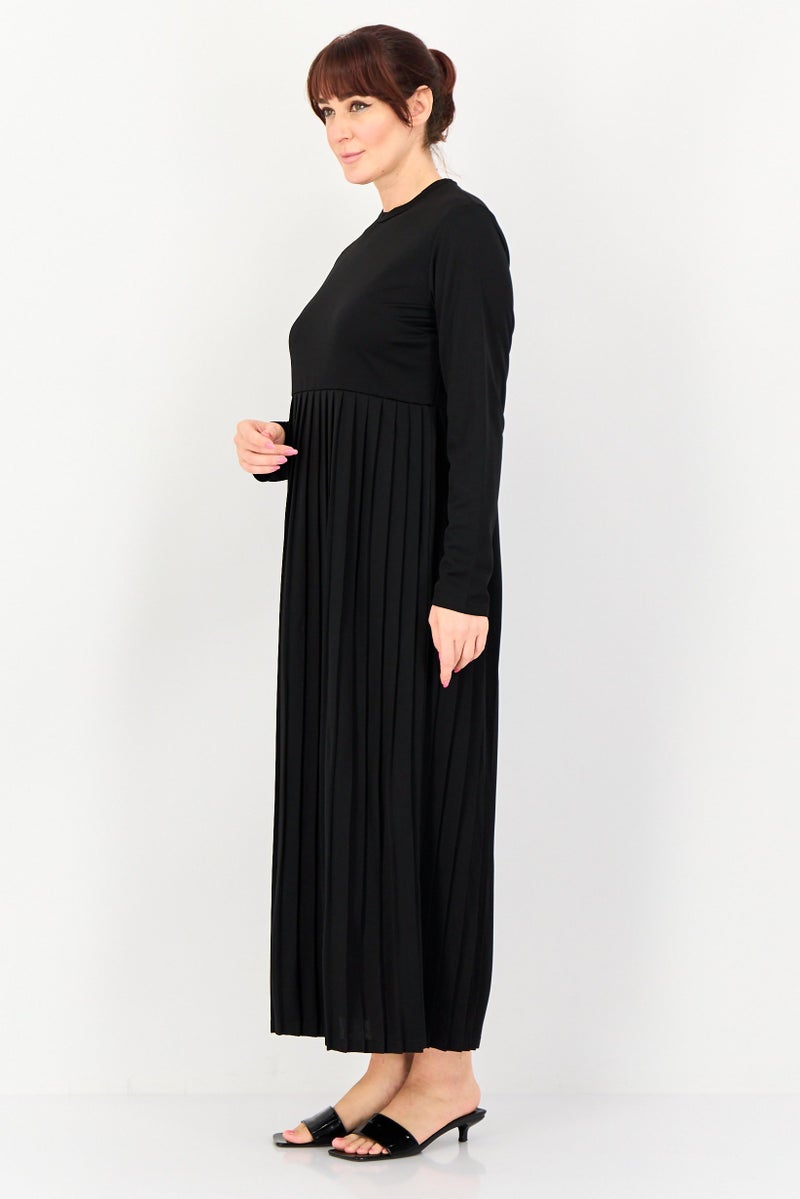 trendyol Women Pleated Maxi Dress, Black - Image 3