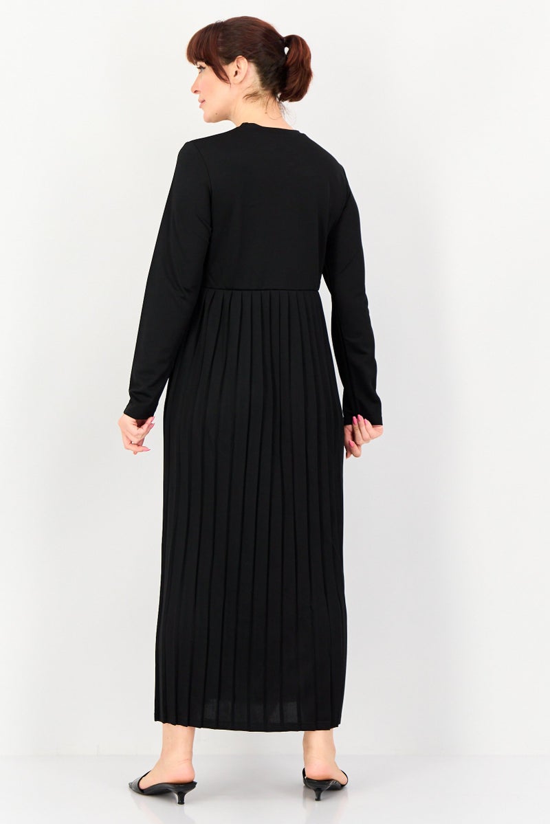 trendyol Women Pleated Maxi Dress, Black - Image 4