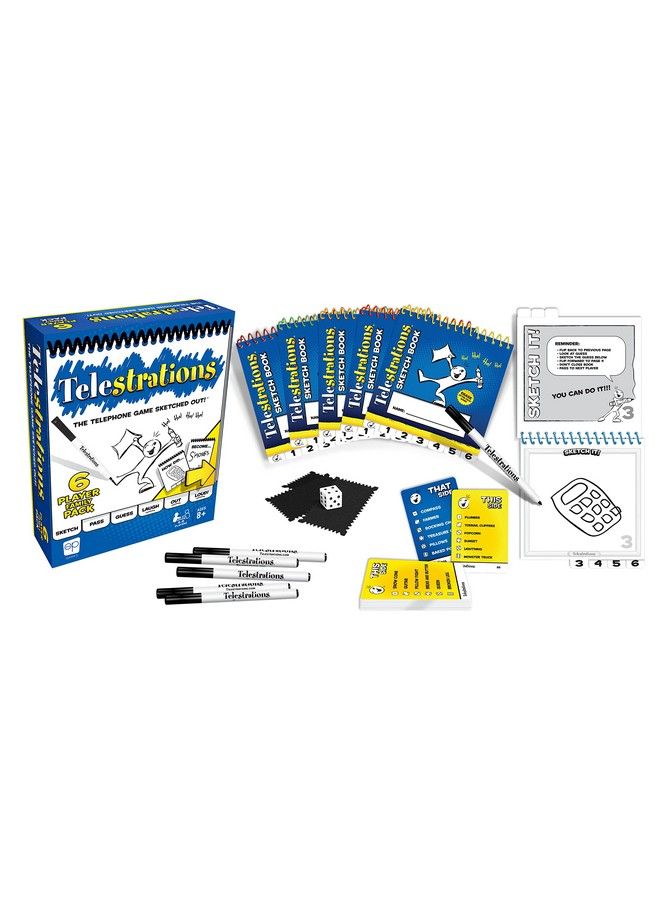 Telestrations Original 6 Player ; Family Board Game ; A Fun Family Game For Kids And Adults ; Family Game Night Just Got Better ; The Telephone Game Sketched Out