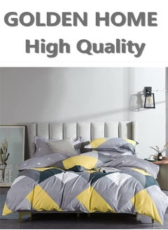 GOLDEN HOME طقم غطاء لحاف بنمط مخطط مكون من 6 قطع مقاس كينج/كوين/مفرد. تتضمن المجموعة 1 غطاء لحاف، 1 ملاءة سرير جاهزة، 4 أكياس وسائد  - Image 5