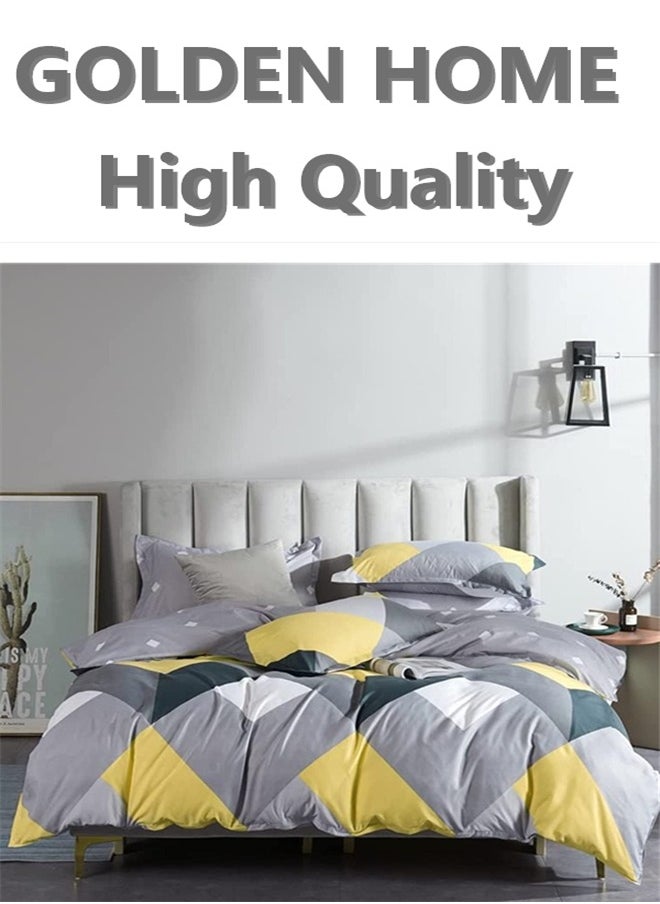 GOLDEN HOME طقم غطاء لحاف بنمط مخطط مكون من 6 قطع مقاس كينج/كوين/مفرد. تتضمن المجموعة 1 غطاء لحاف، 1 ملاءة سرير جاهزة، 4 أكياس وسائد  - Image 5