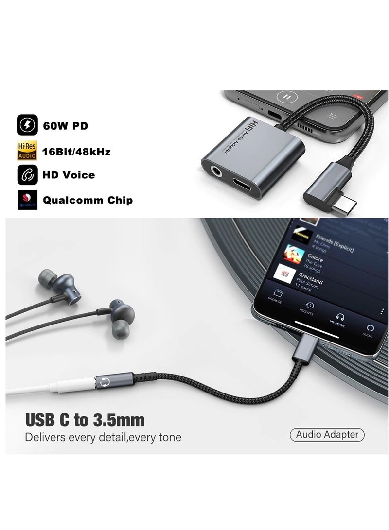 محول صوت USB C إلى 3.5 مم، من نوع USB C إلى جاك سماعة رأس أنثوي 3.5 مم، محول سماعات USB C، محول Aux Dongle، كابل DAC HiFi، لأجهزة Samsung Galaxy و iPad Pro و MacBook. - Image 2