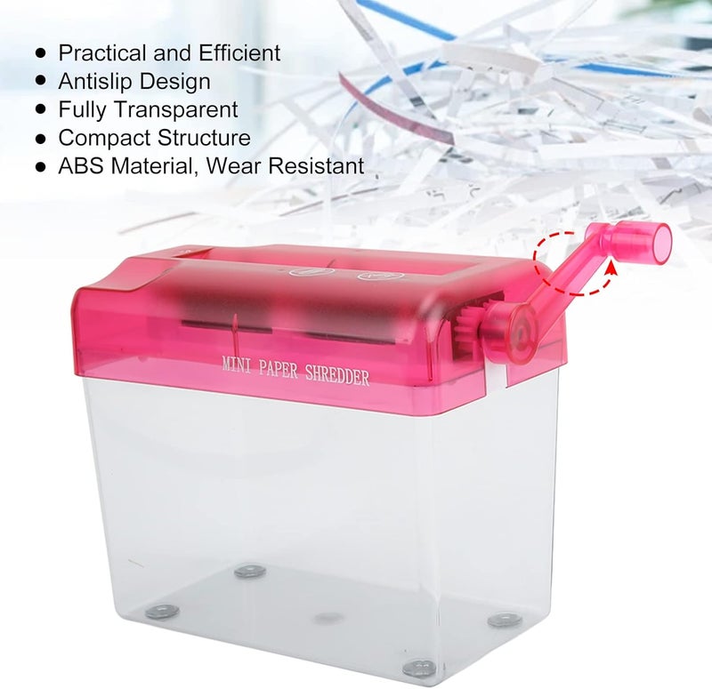 Manual Shredder, Fully Transparent Design Portable Paper Shredder Easily Cut and Shred Mini Shredder Practical and Efficient Paper Document Shredder for Office School - Image 4