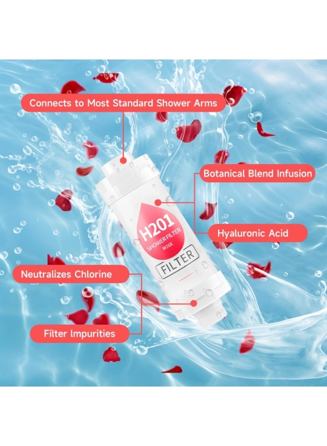 H201 Rose Vitamin C Shower Filter – Aromatherapy Bathing Filter for Home Bathroom, Universal Fit, Easy Installation, Helps Reduce Dry Skin & Hair Loss (Rose Flavor) - Image 2