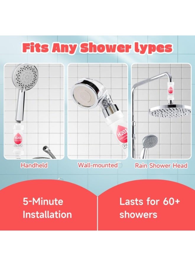 H201 Rose Vitamin C Shower Filter – Aromatherapy Bathing Filter for Home Bathroom, Universal Fit, Easy Installation, Helps Reduce Dry Skin & Hair Loss (Rose Flavor) - Image 5