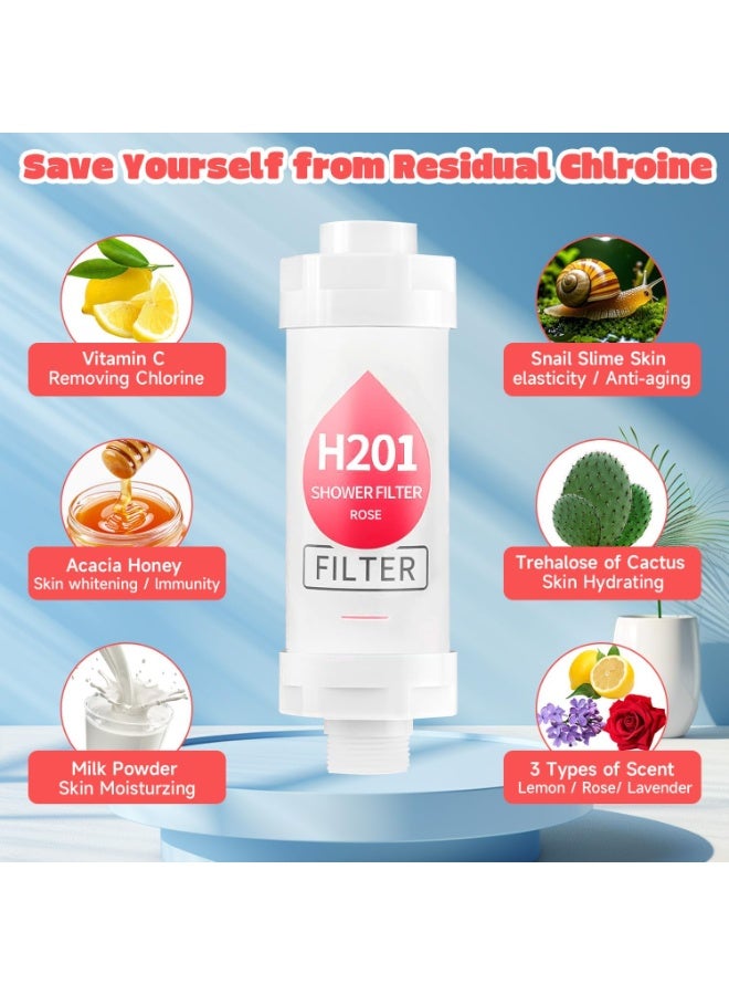 H201 Rose Vitamin C Shower Filter – Aromatherapy Bathing Filter for Home Bathroom, Universal Fit, Easy Installation, Helps Reduce Dry Skin & Hair Loss (Rose Flavor) - Image 3