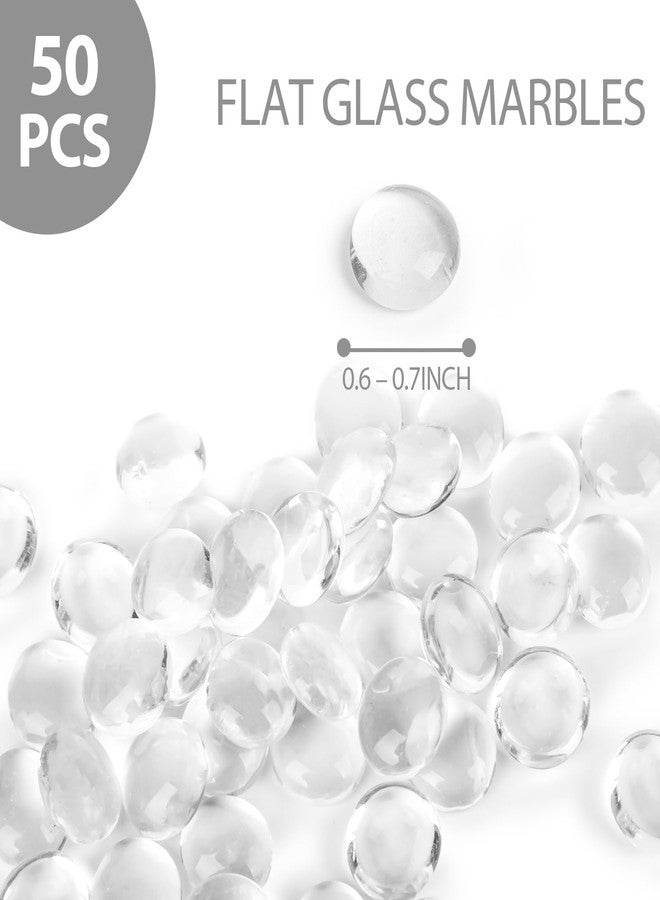 فيوتشر بلس مجموعة FUTUREPLUSX من 50 قطعة من الكرات الزجاجية المسطحة الشفافة، كرات زجاجية زخرفية شفافة للمزهريات وأحواض السمك، خرز زجاجي مزخرف للزهور، مثالية لأعمال الزينة اليدوية في أحواض السمك - Image 2