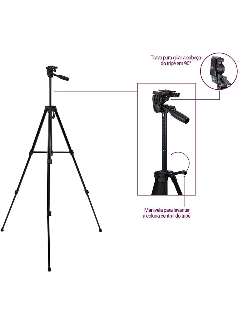 380 A Adjustable Height Aluminum Alloy Tripod Stand Compatible  Digital Camera and GoPro Cameras and with Clip Mount for All Smartphones for Live Streaming and Selfie, Load CapacityA Up to 5kg - Image 5